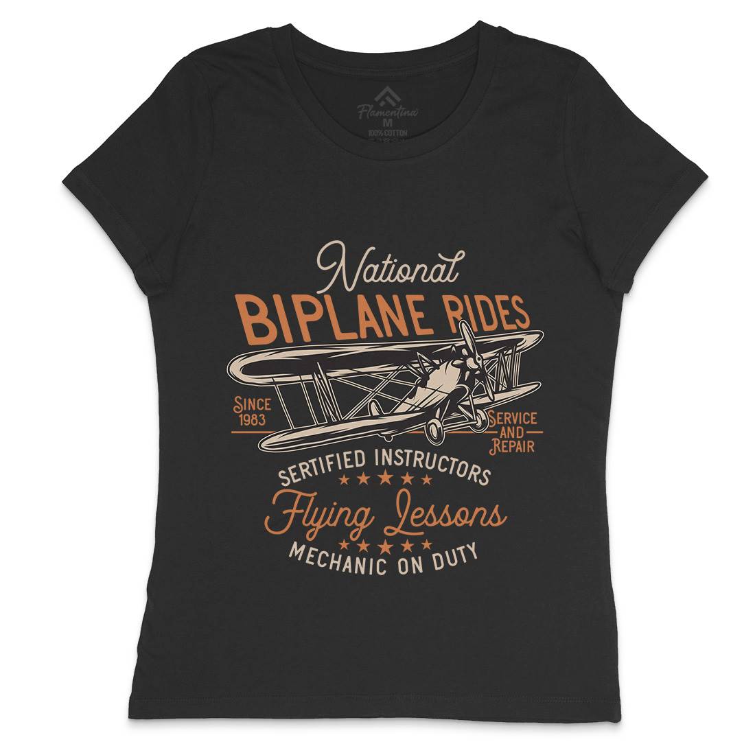 Biplane Rides Womens Crew Neck T-Shirt Vehicles D910