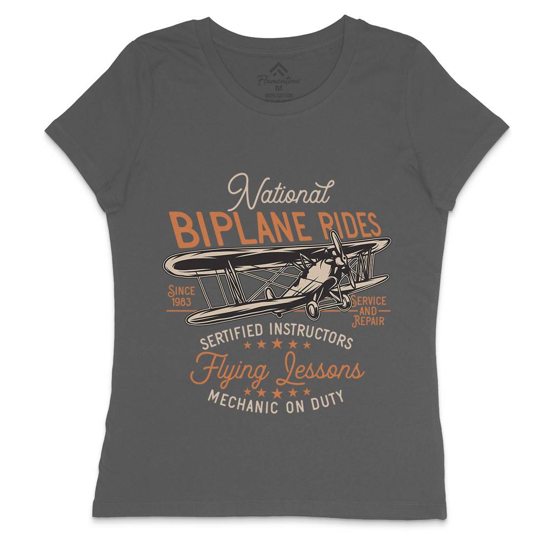 Biplane Rides Womens Crew Neck T-Shirt Vehicles D910