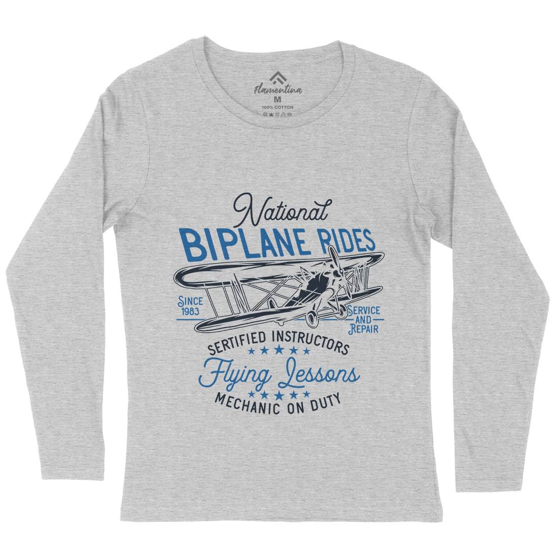 Biplane Rides Womens Long Sleeve T-Shirt Vehicles D910