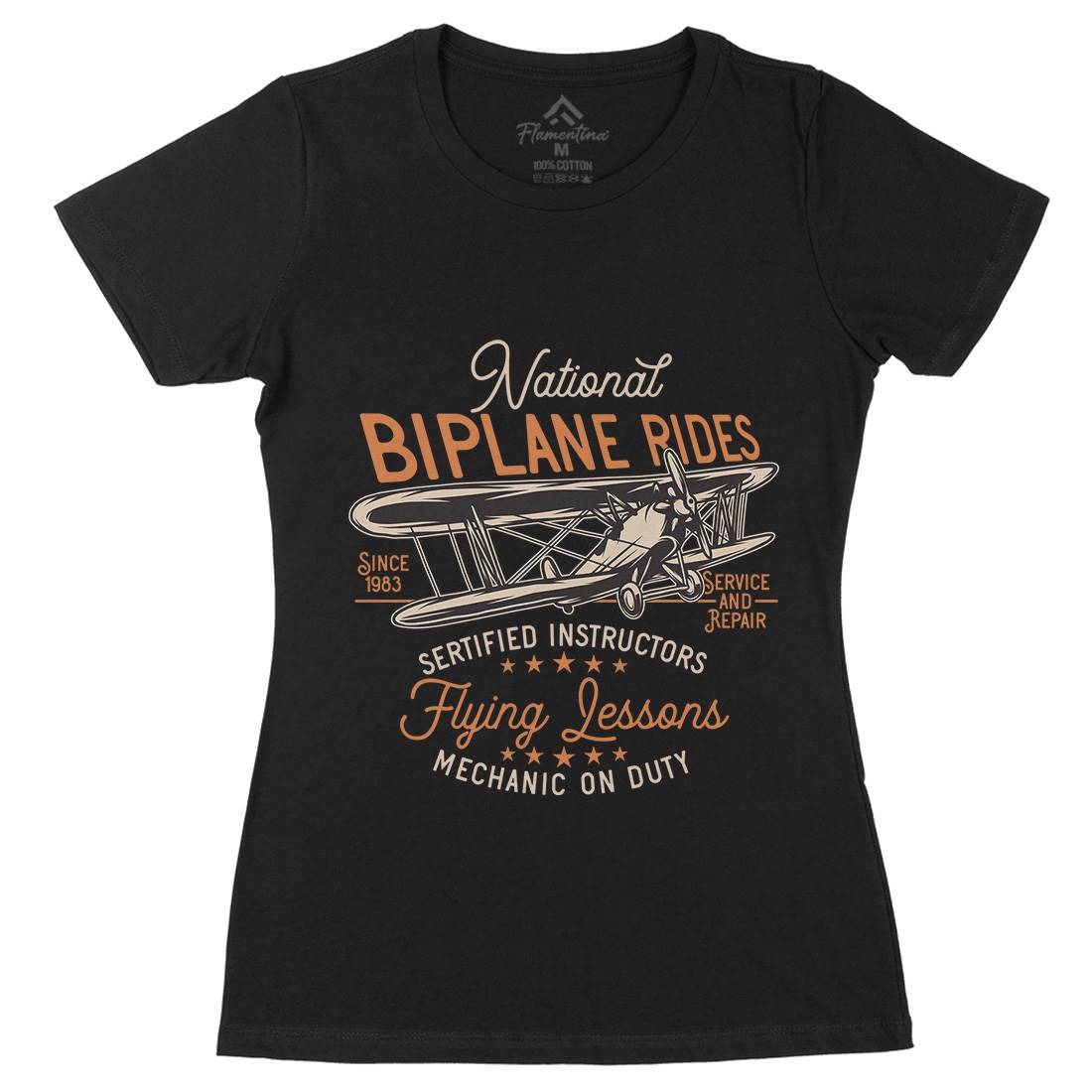 Biplane Rides Womens Organic Crew Neck T-Shirt Vehicles D910