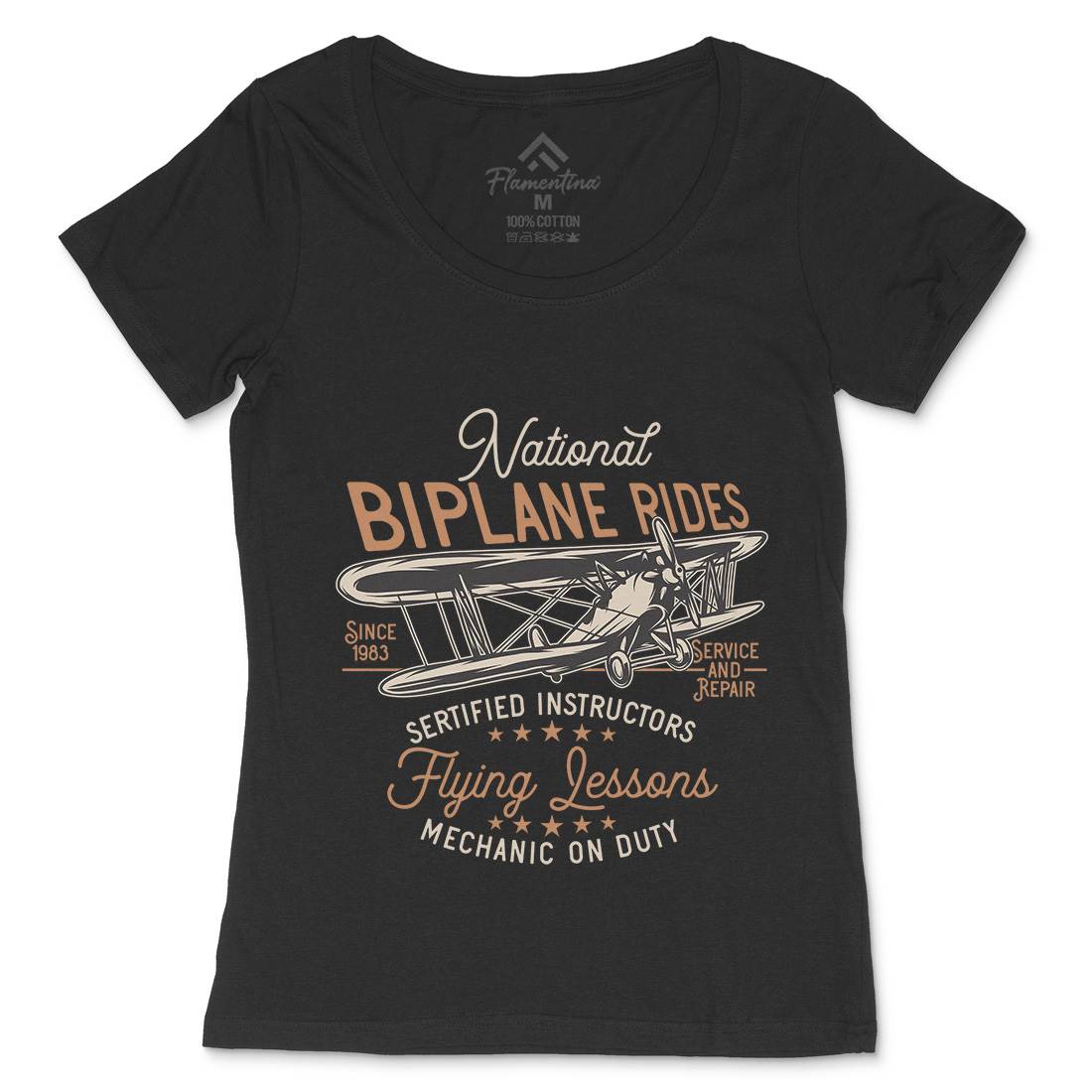 Biplane Rides Womens Scoop Neck T-Shirt Vehicles D910