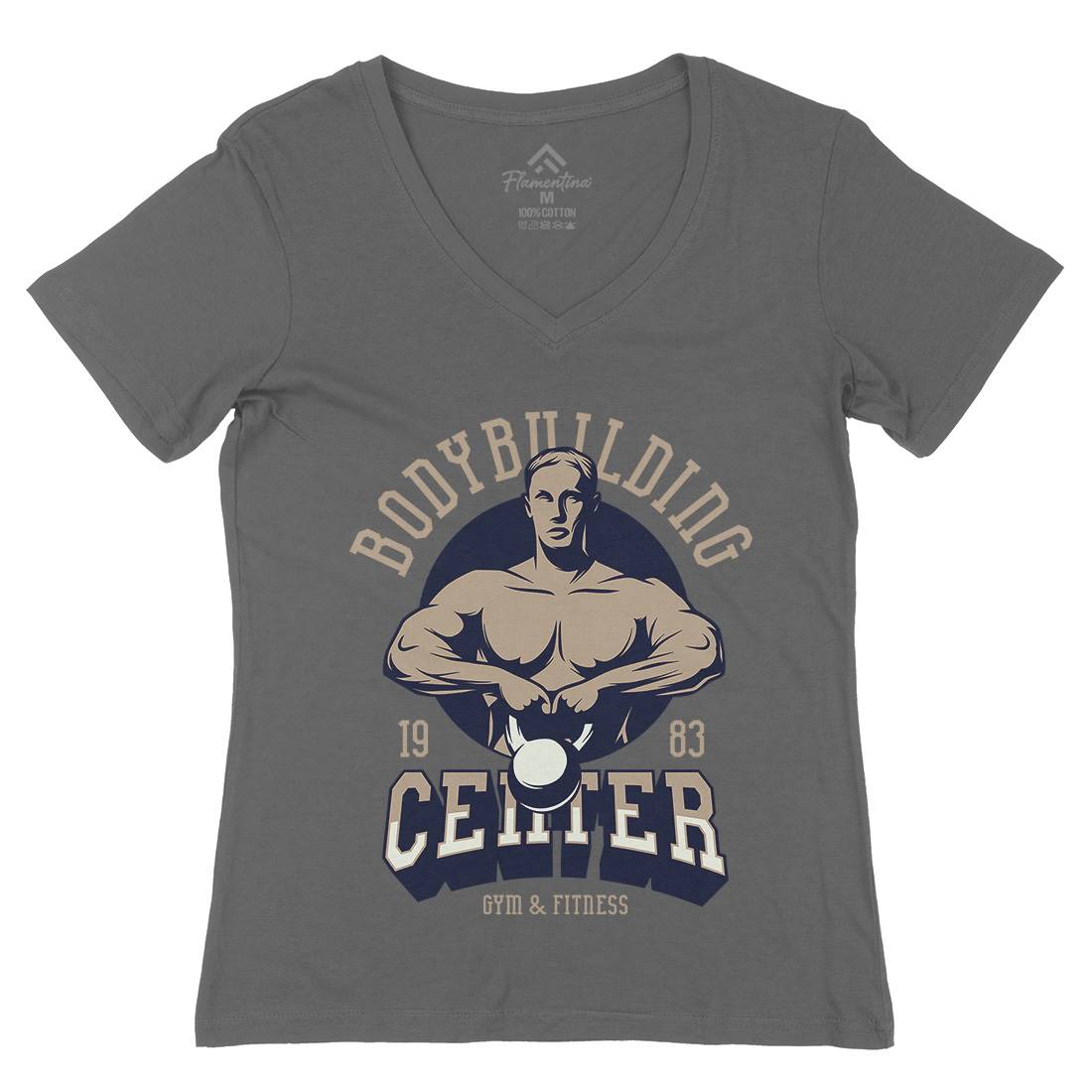 Bodybuilding Centre Womens Organic V-Neck T-Shirt Gym D911