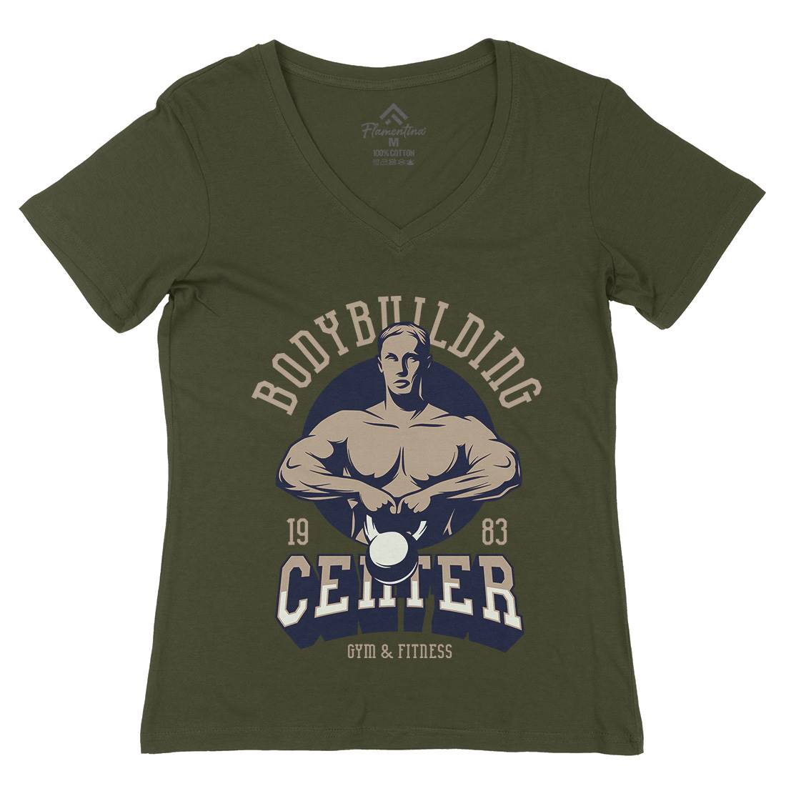 Bodybuilding Centre Womens Organic V-Neck T-Shirt Gym D911