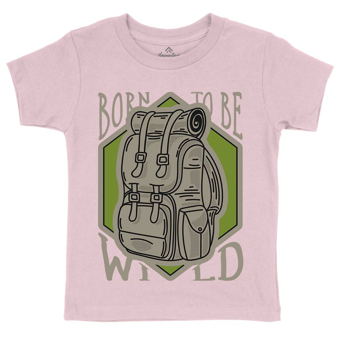 Born To Be Wild Kids Organic Crew Neck T-Shirt Nature D912