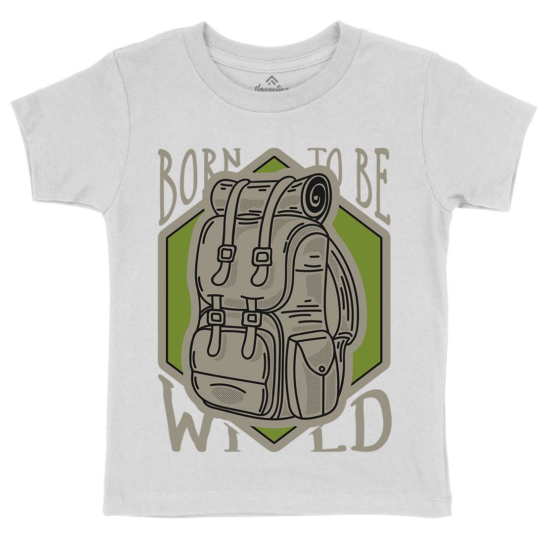 Born To Be Wild Kids Organic Crew Neck T-Shirt Nature D912