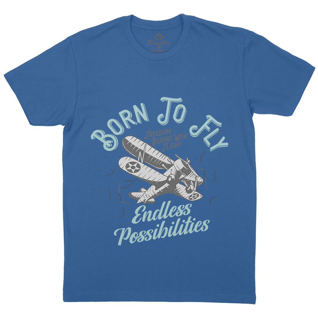 Born To Fly Mens Organic Crew Neck T-Shirt Vehicles D913