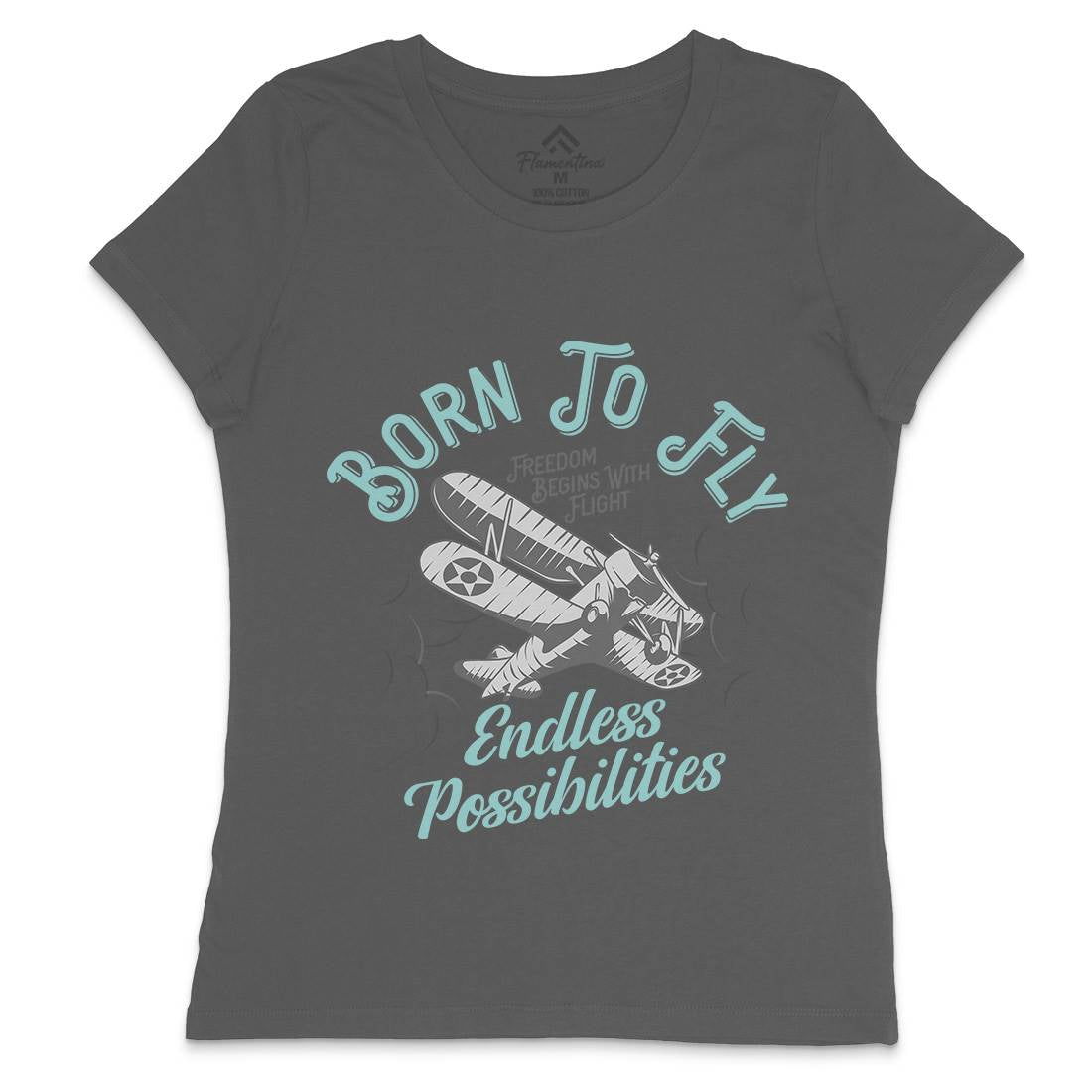 Born To Fly Womens Crew Neck T-Shirt Vehicles D913