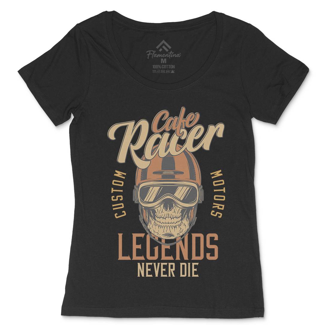 Cafe Racer Womens Scoop Neck T-Shirt Motorcycles D914