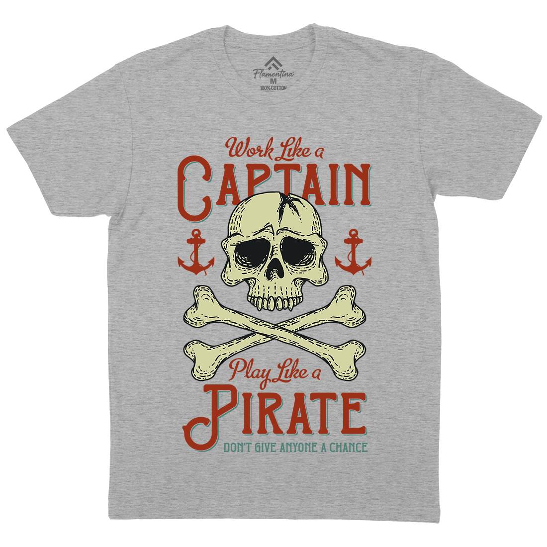 Captain Pirate Mens Crew Neck T-Shirt Navy D915