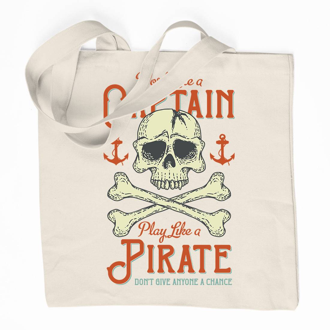 Captain Pirate Organic Premium Cotton Tote Bag Navy D915