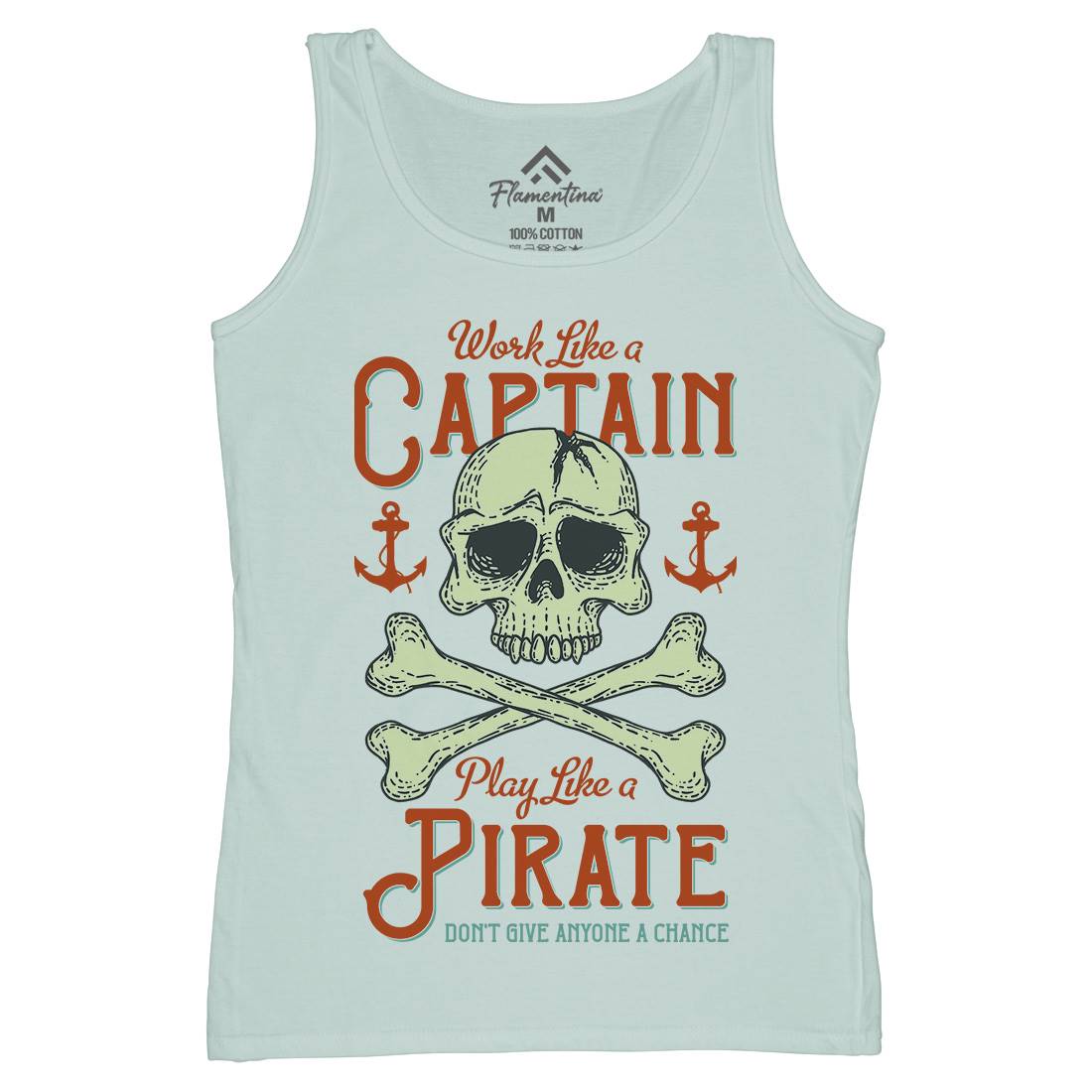 Captain Pirate Womens Organic Tank Top Vest Navy D915
