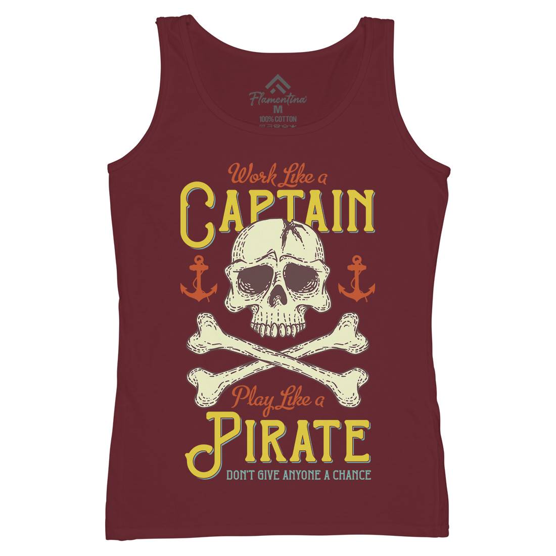Captain Pirate Womens Organic Tank Top Vest Navy D915