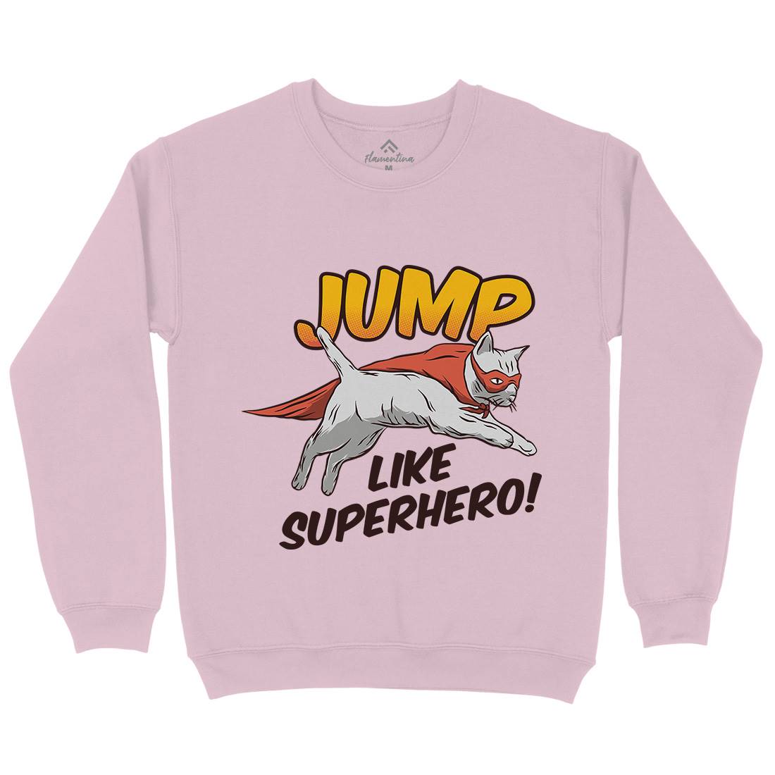 Cat Jump Superhero Kids Crew Neck Sweatshirt Animals D916