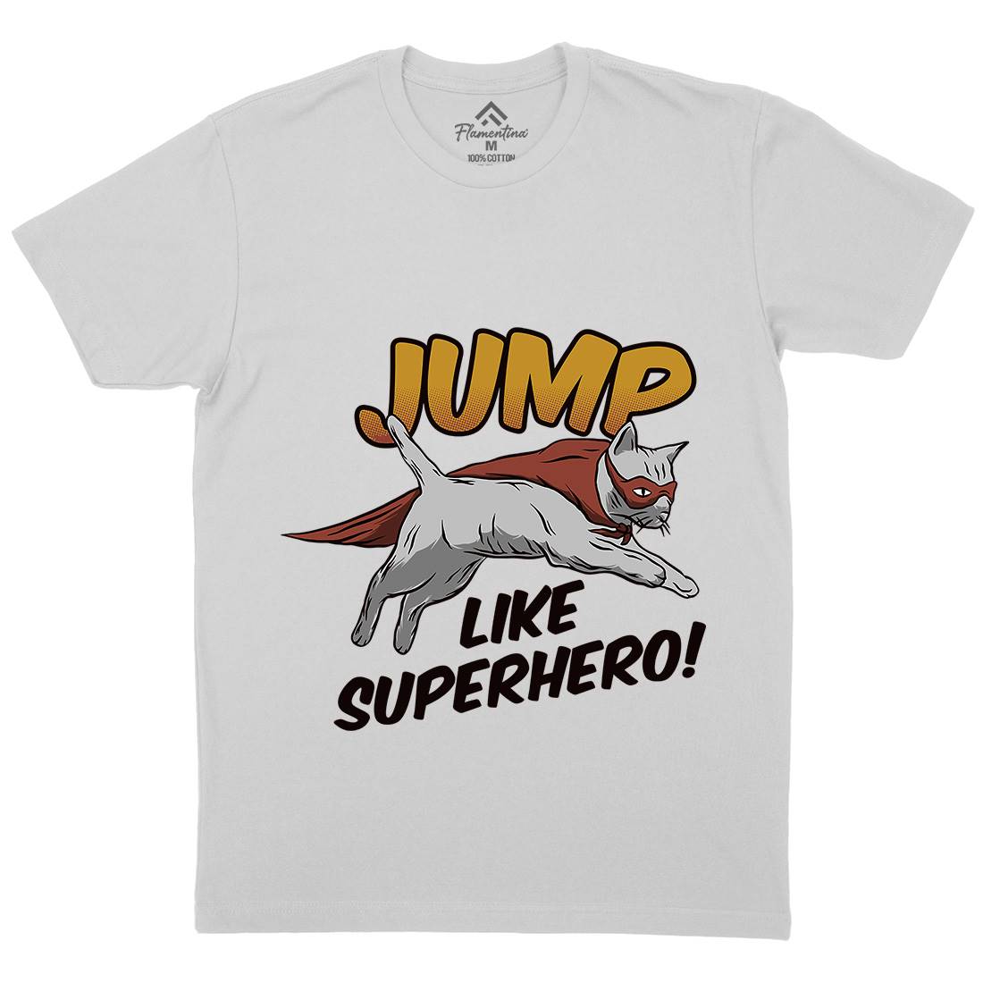 Cat Jump Superhero Mens Crew Neck T-Shirt Animals D916