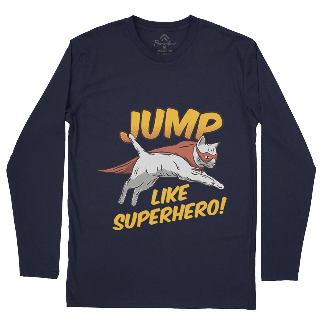 Cat Jump Superhero Mens Long Sleeve T-Shirt Animals D916