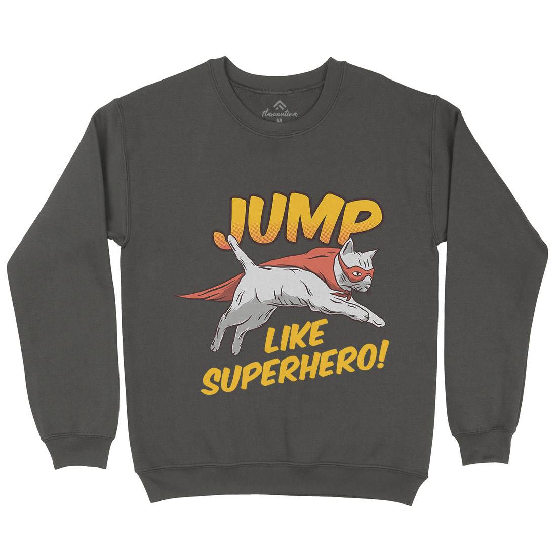 Cat Jump Superhero Mens Crew Neck Sweatshirt Animals D916