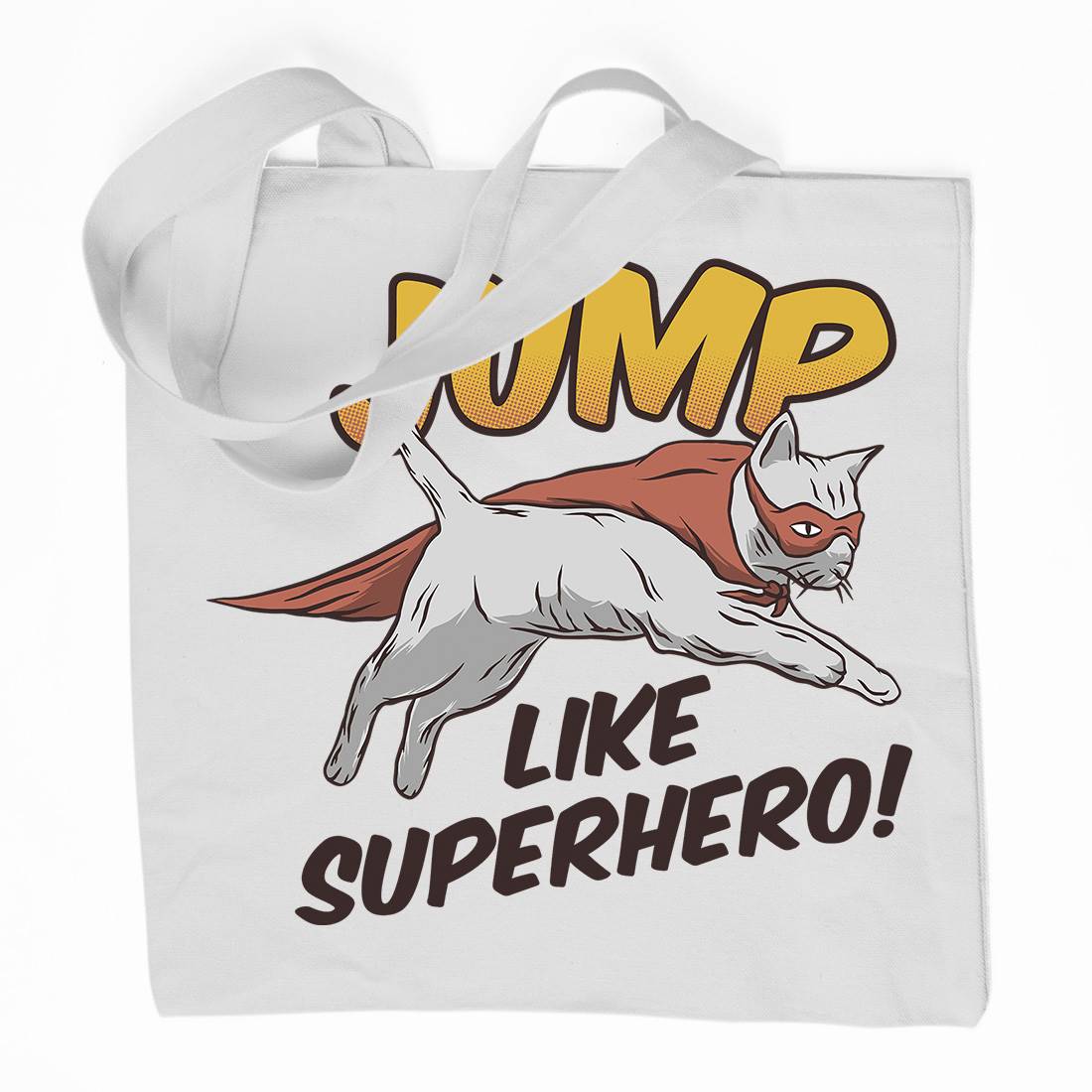 Cat Jump Superhero Organic Premium Cotton Tote Bag Animals D916
