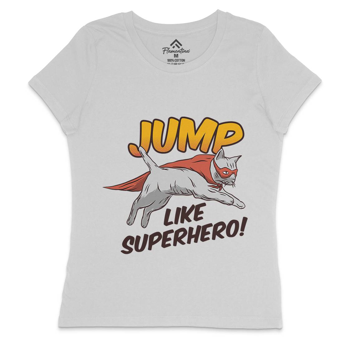 Cat Jump Superhero Womens Crew Neck T-Shirt Animals D916