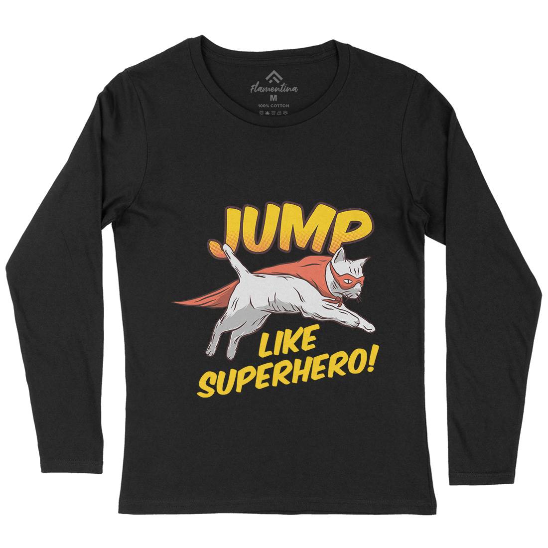 Cat Jump Superhero Womens Long Sleeve T-Shirt Animals D916
