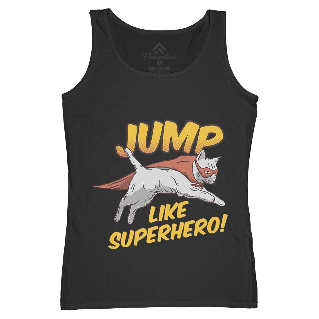 Cat Jump Superhero Womens Organic Tank Top Vest Animals D916