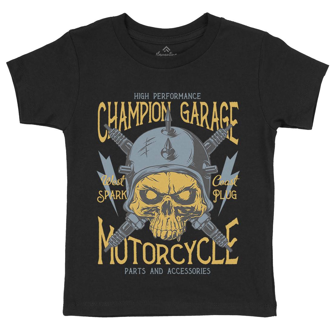 Champion Garage Kids Crew Neck T-Shirt Motorcycles D917