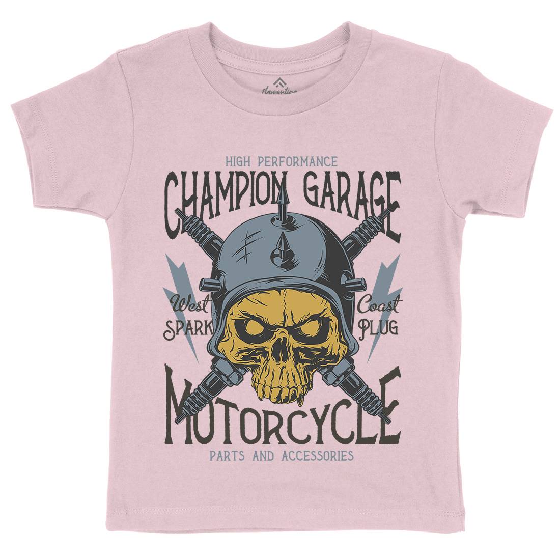 Champion Garage Kids Crew Neck T-Shirt Motorcycles D917