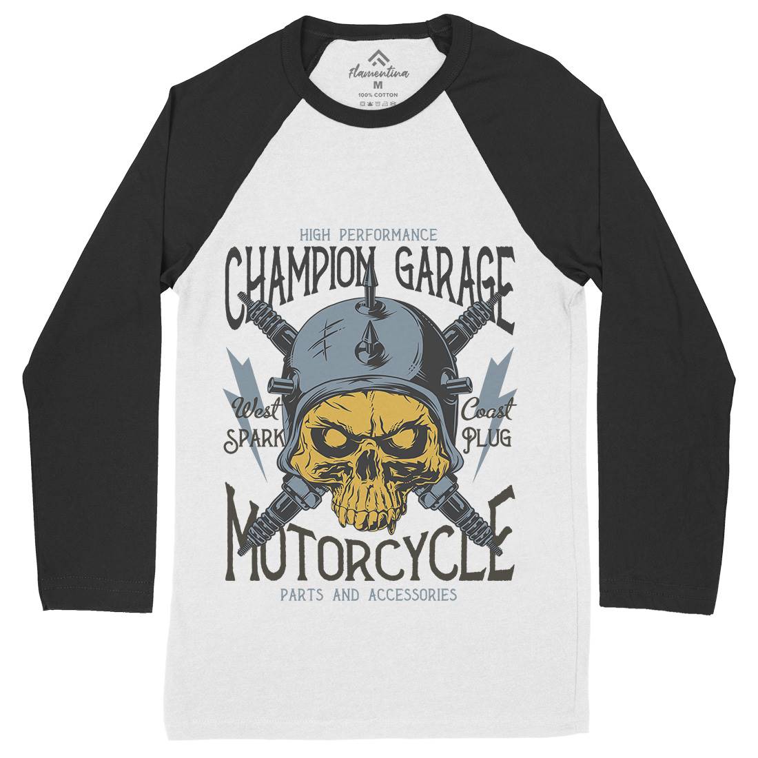 Champion Garage Mens Long Sleeve Baseball T-Shirt Motorcycles D917