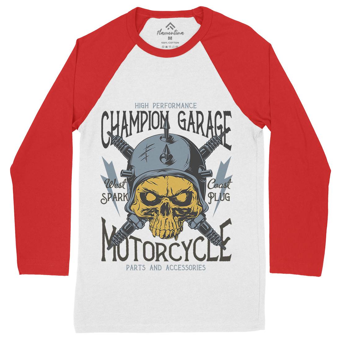 Champion Garage Mens Long Sleeve Baseball T-Shirt Motorcycles D917