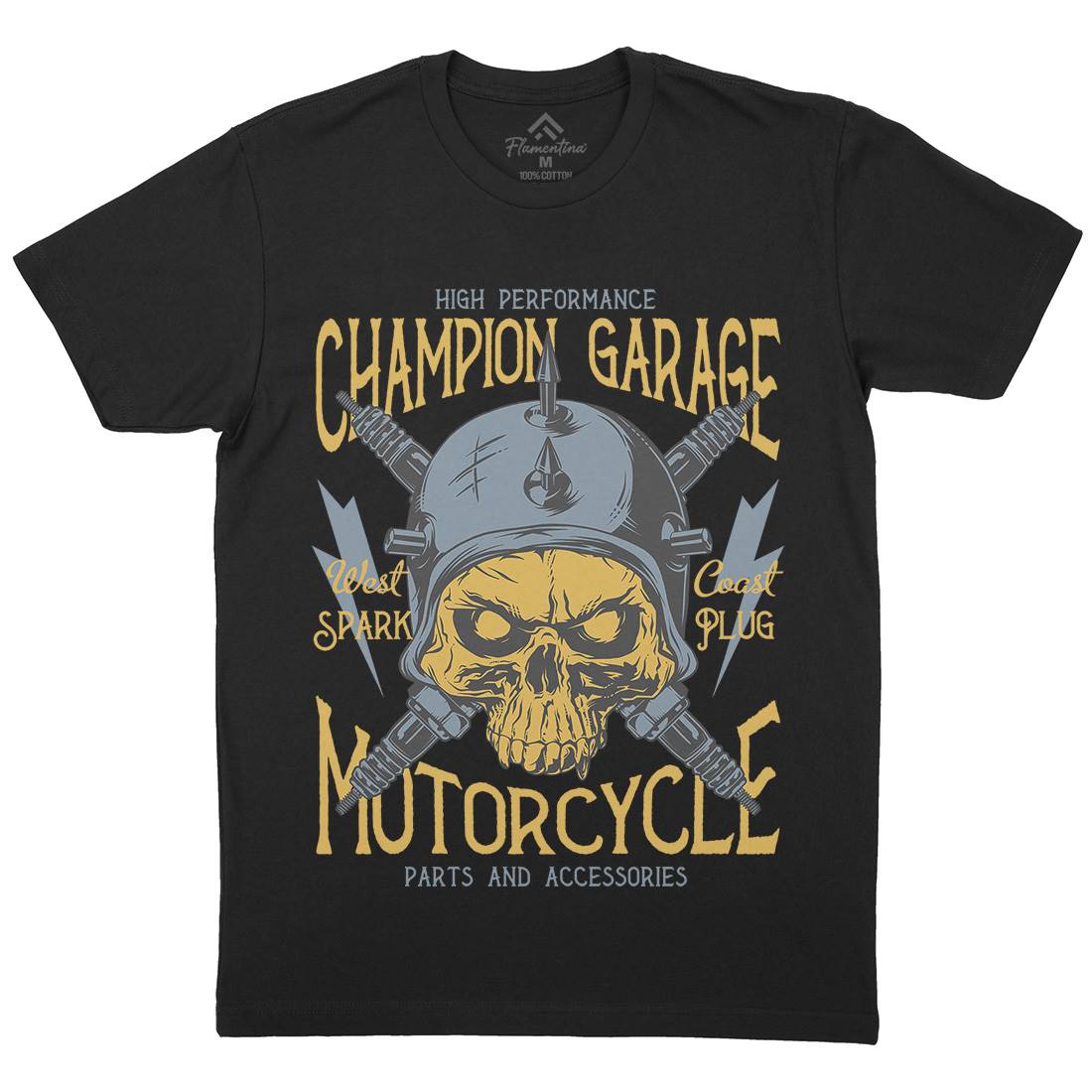 Champion Garage Mens Organic Crew Neck T-Shirt Motorcycles D917