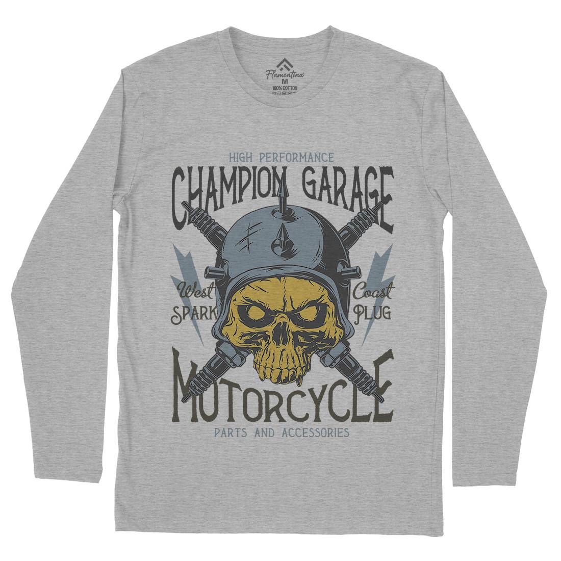 Champion Garage Mens Long Sleeve T-Shirt Motorcycles D917