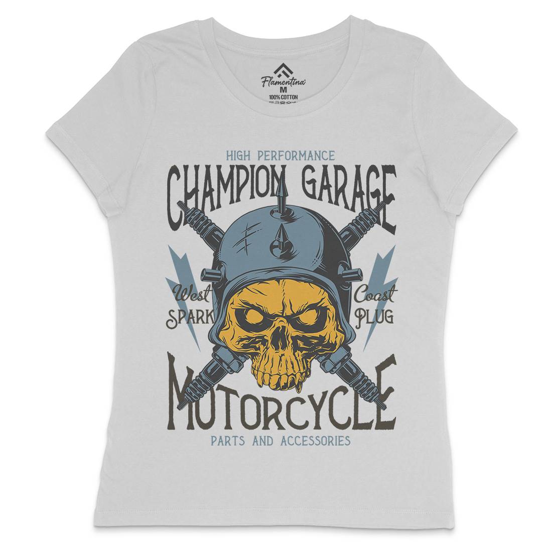 Champion Garage Womens Crew Neck T-Shirt Motorcycles D917