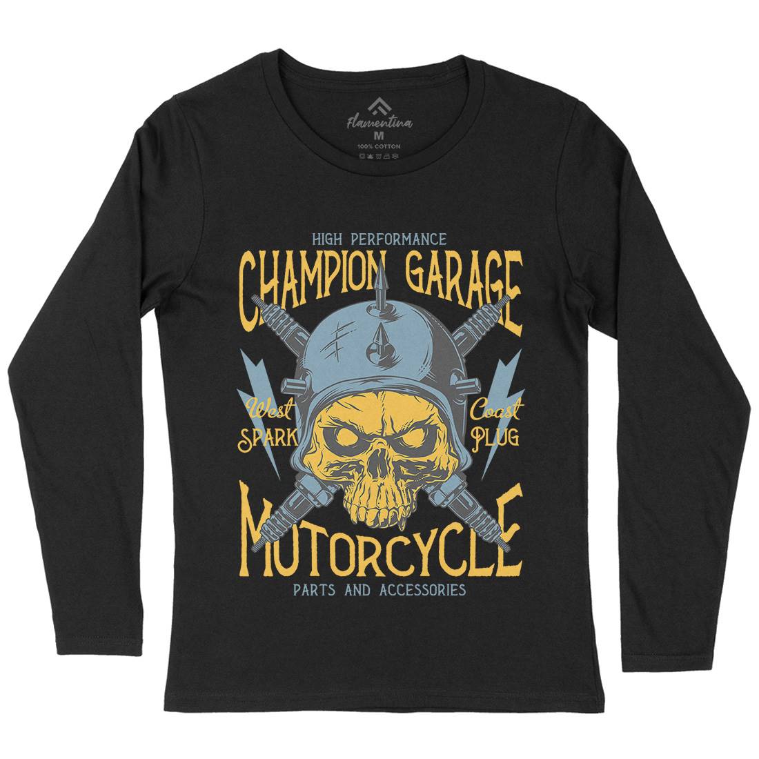 Champion Garage Womens Long Sleeve T-Shirt Motorcycles D917