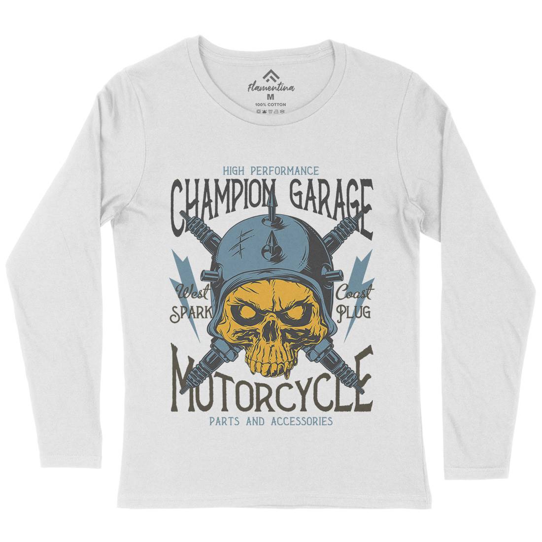 Champion Garage Womens Long Sleeve T-Shirt Motorcycles D917