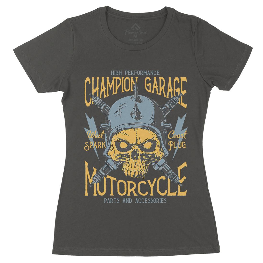 Champion Garage Womens Organic Crew Neck T-Shirt Motorcycles D917