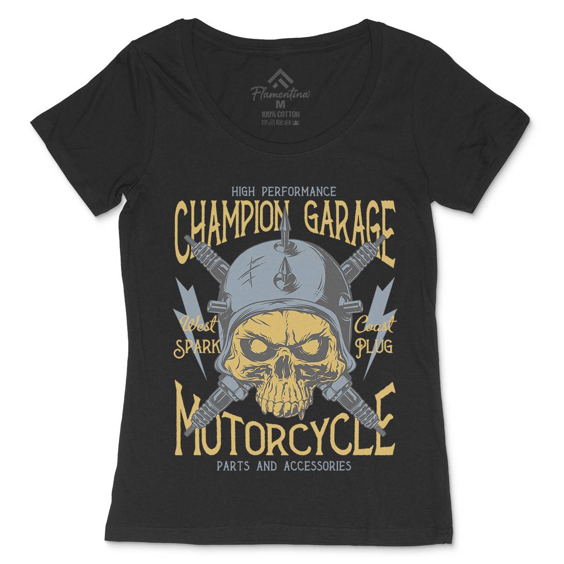Champion Garage Womens Scoop Neck T-Shirt Motorcycles D917