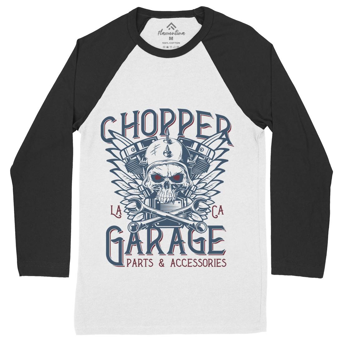 Chopper Garage Mens Long Sleeve Baseball T-Shirt Motorcycles D918