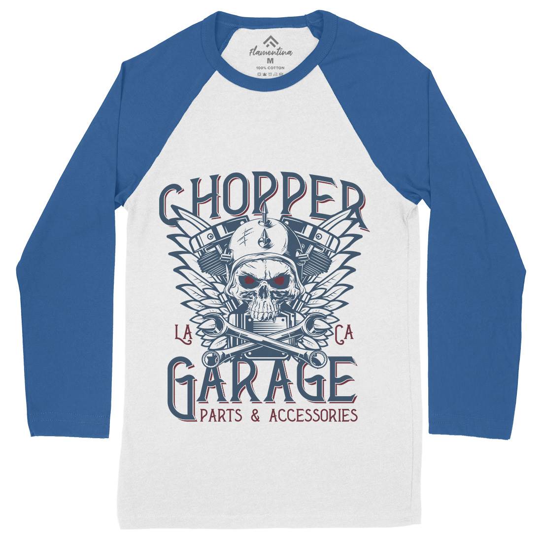 Chopper Garage Mens Long Sleeve Baseball T-Shirt Motorcycles D918
