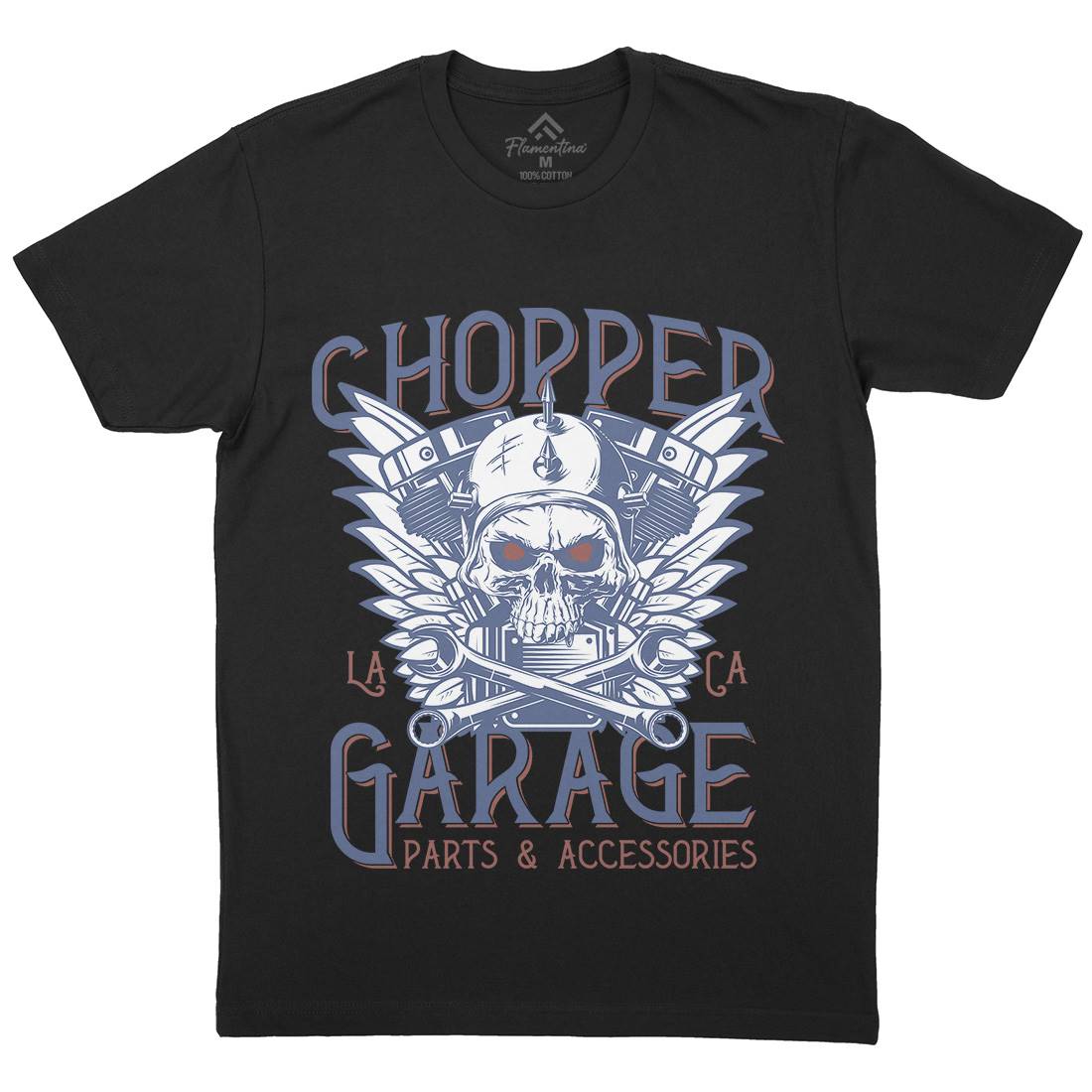 Chopper Garage Mens Organic Crew Neck T-Shirt Motorcycles D918
