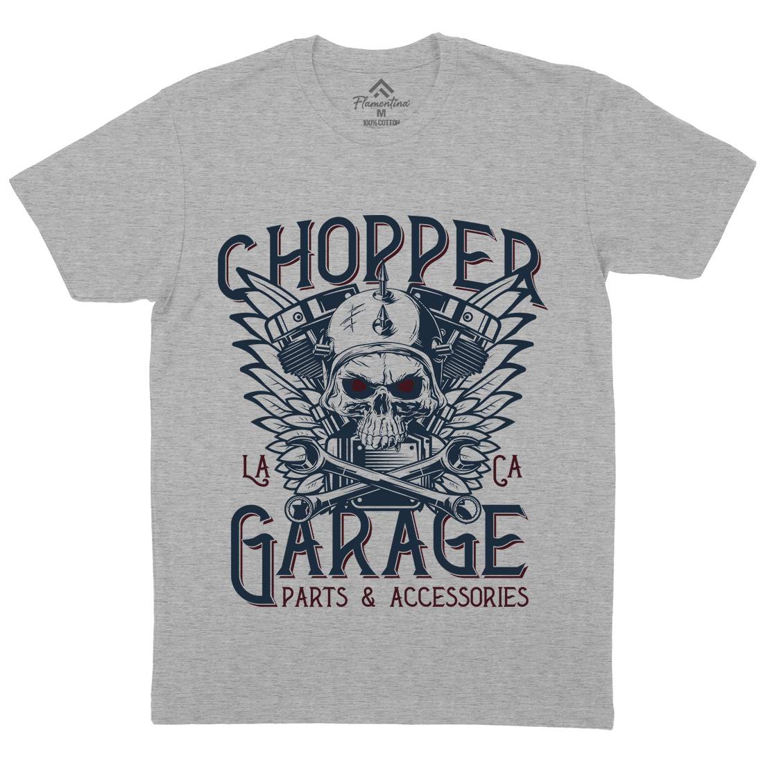 Chopper Garage Mens Organic Crew Neck T-Shirt Motorcycles D918