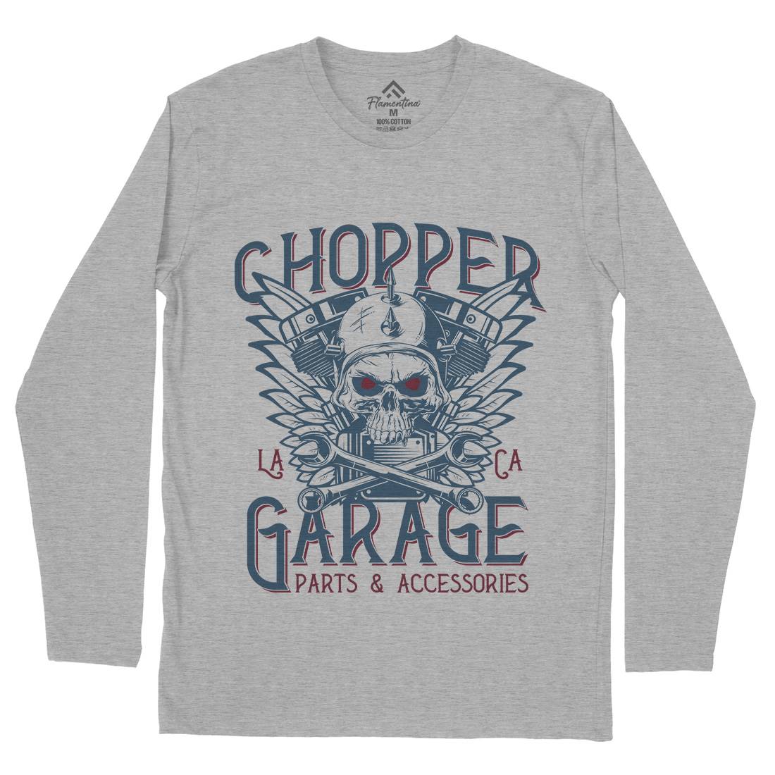 Chopper Garage Mens Long Sleeve T-Shirt Motorcycles D918