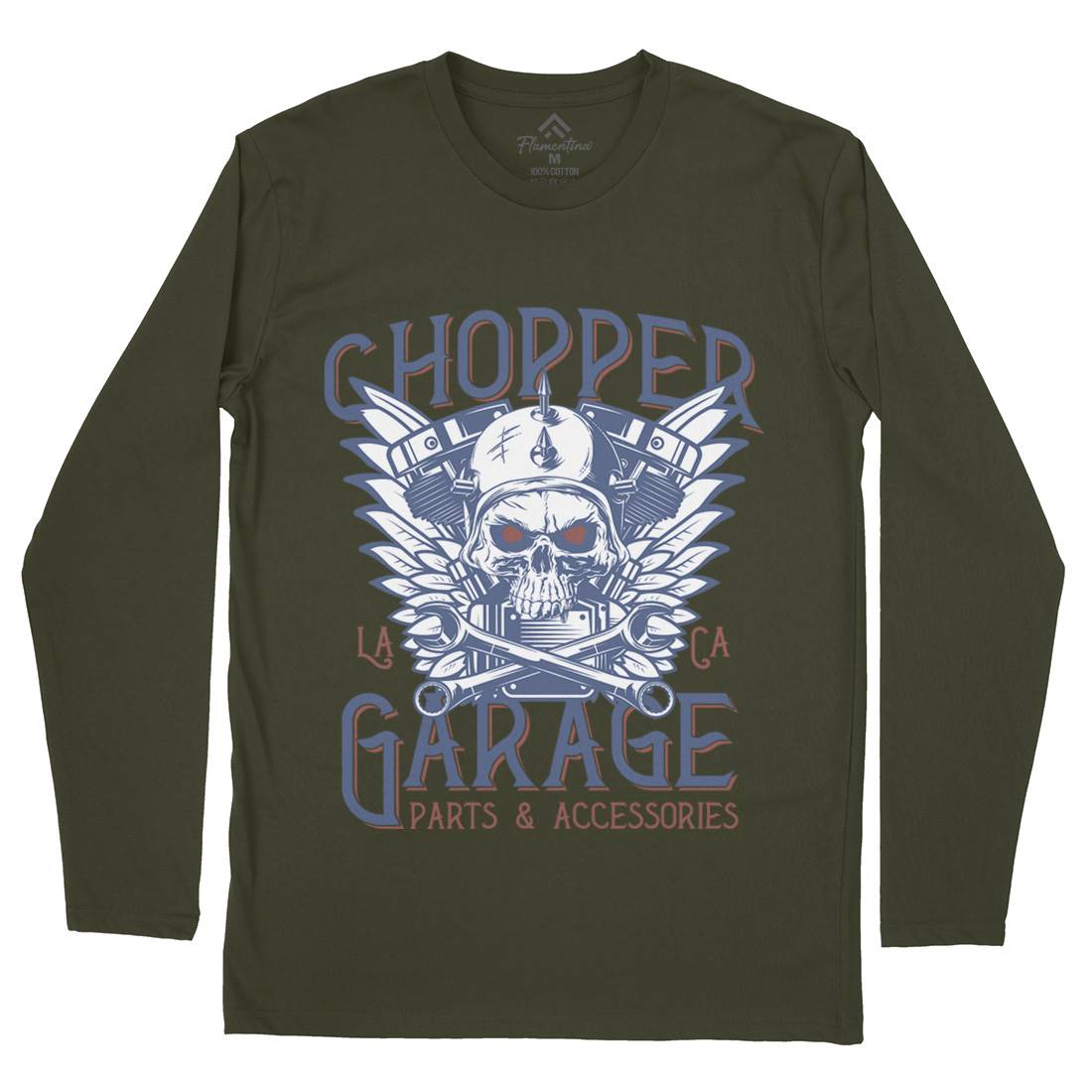 Chopper Garage Mens Long Sleeve T-Shirt Motorcycles D918