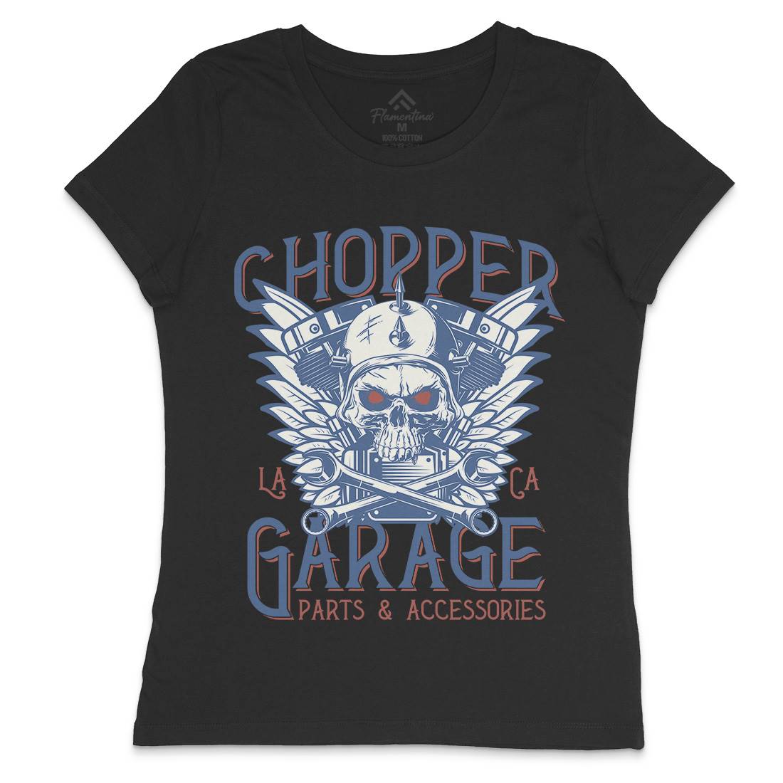 Chopper Garage Womens Crew Neck T-Shirt Motorcycles D918