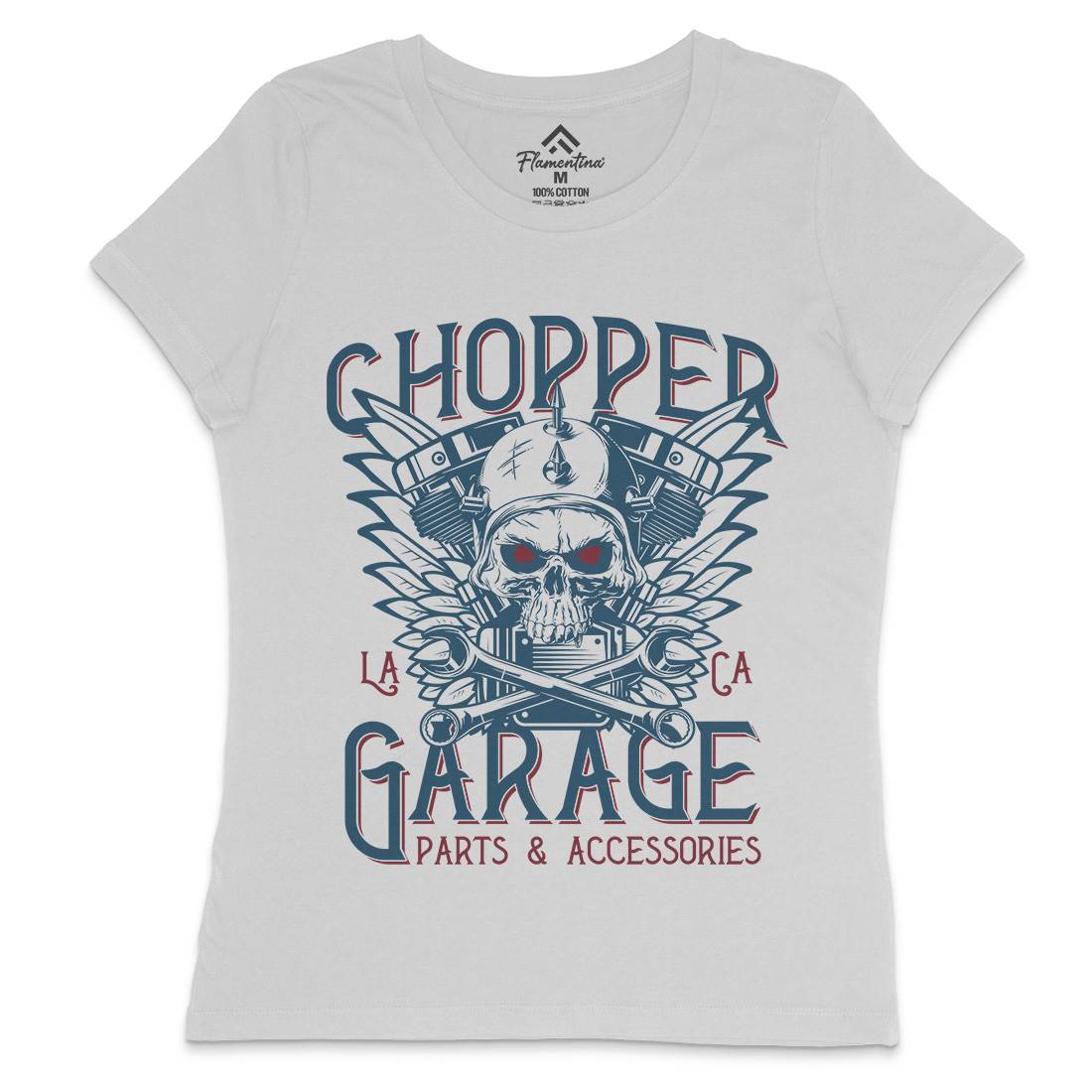 Chopper Garage Womens Crew Neck T-Shirt Motorcycles D918
