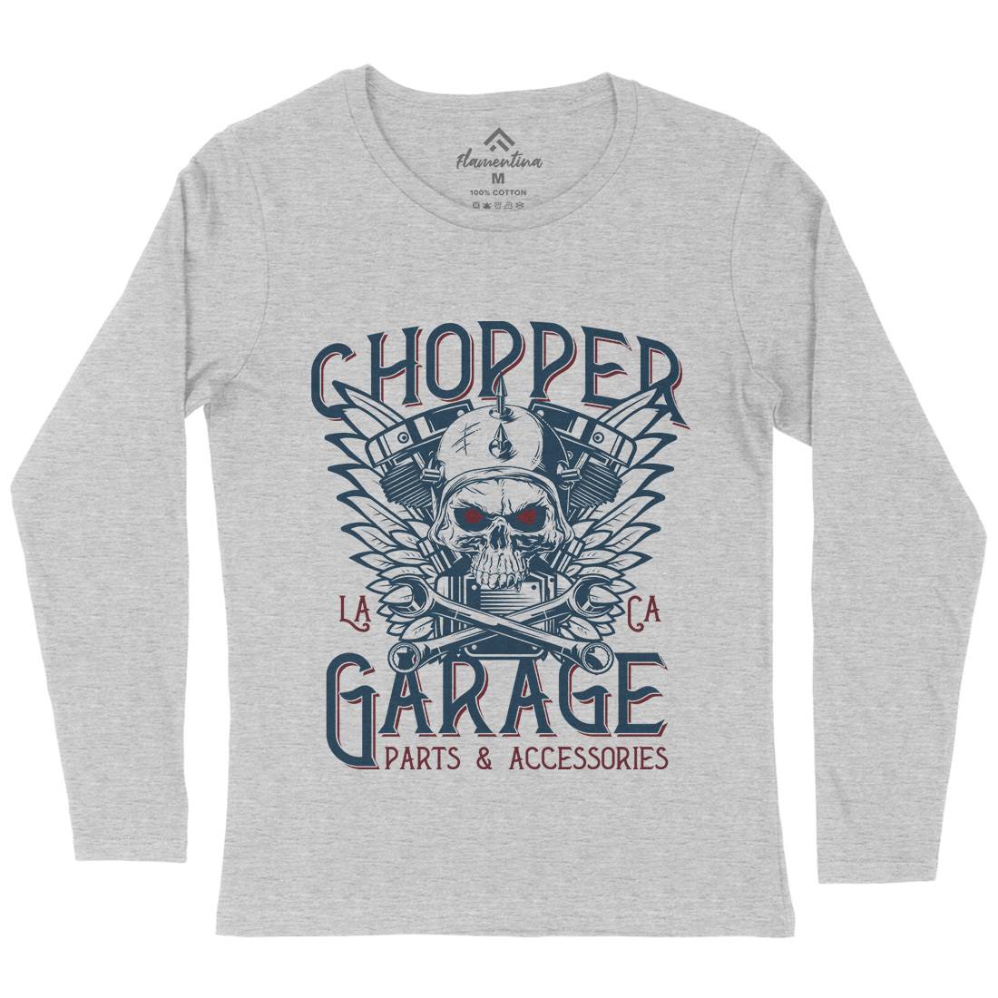 Chopper Garage Womens Long Sleeve T-Shirt Motorcycles D918
