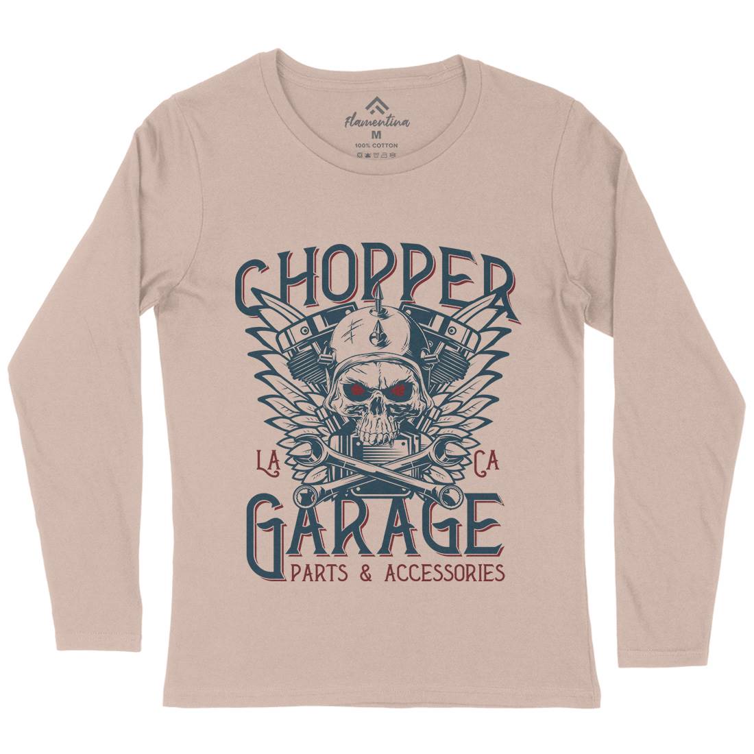 Chopper Garage Womens Long Sleeve T-Shirt Motorcycles D918