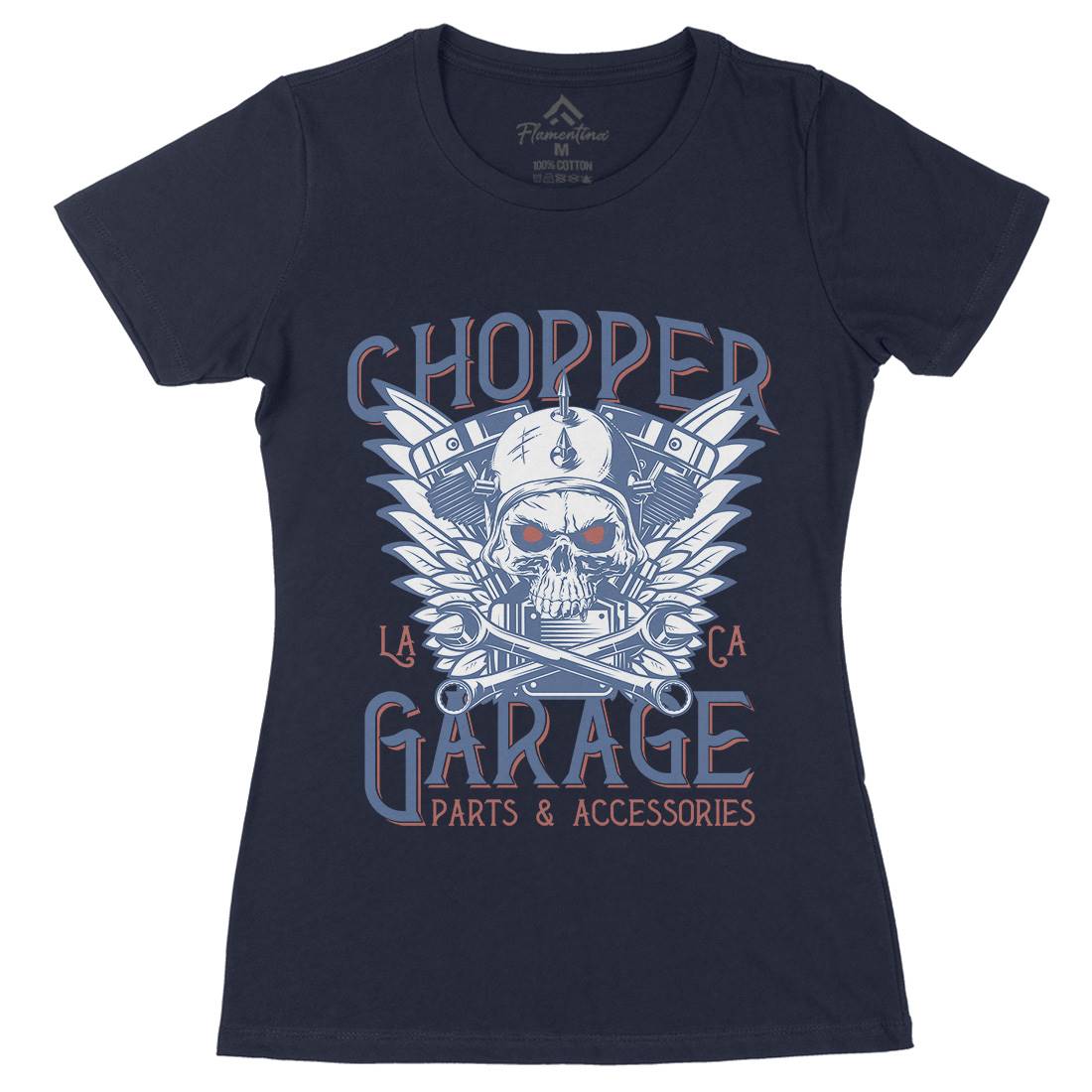 Chopper Garage Womens Organic Crew Neck T-Shirt Motorcycles D918
