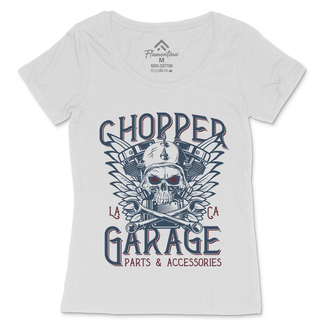 Chopper Garage Womens Scoop Neck T-Shirt Motorcycles D918
