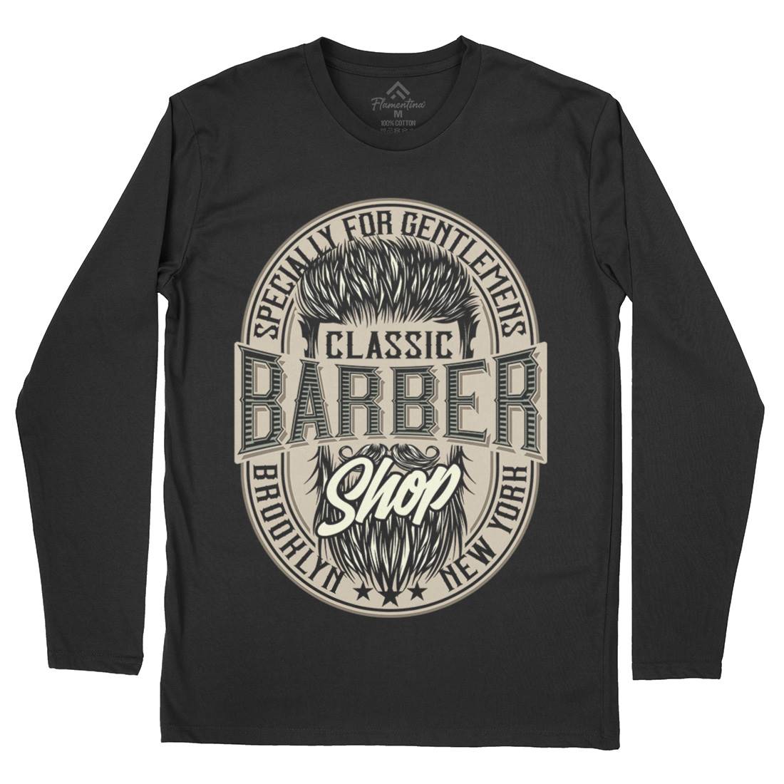 Classic Shop Mens Long Sleeve T-Shirt Barber D919