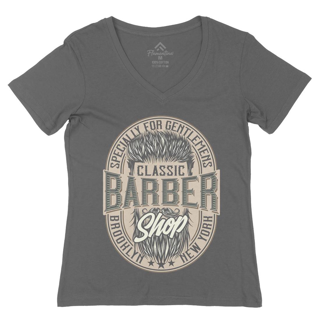 Classic Shop Womens Organic V-Neck T-Shirt Barber D919