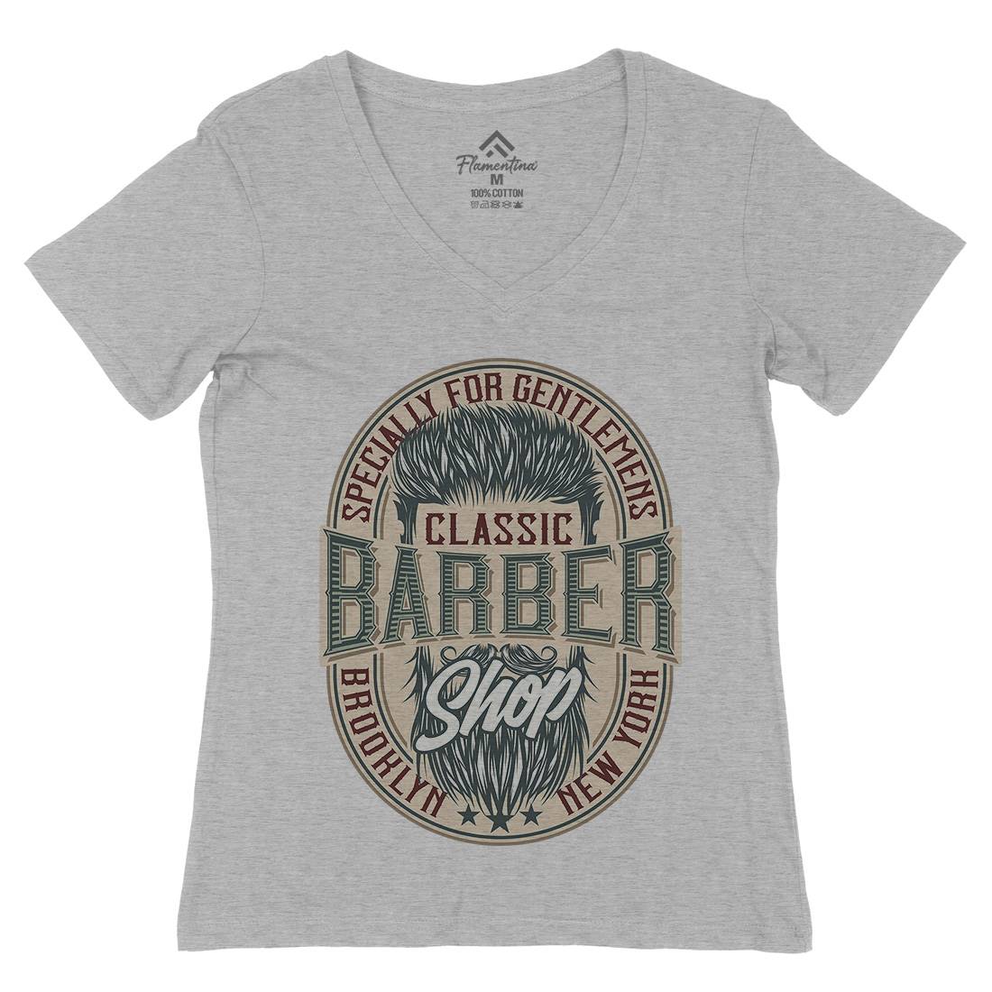 Classic Shop Womens Organic V-Neck T-Shirt Barber D919